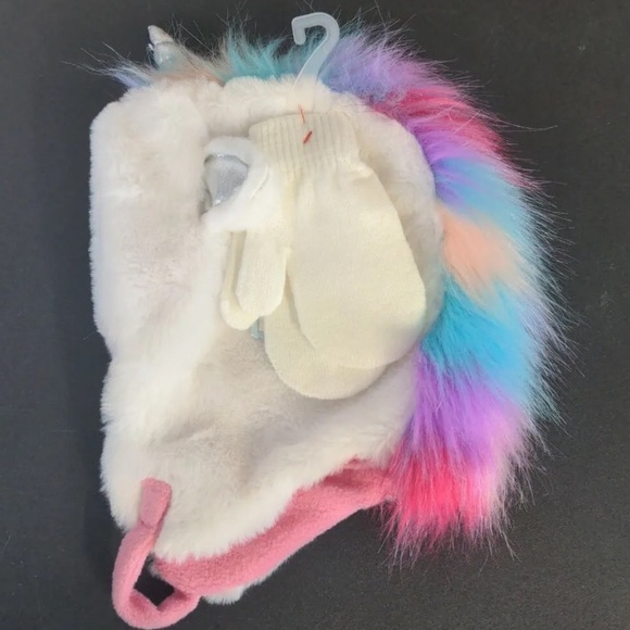 NWT Cat & Jack Baby Girls’ Fleece Trapper Winter Hat & Mittens Set - Picture 4 of 6